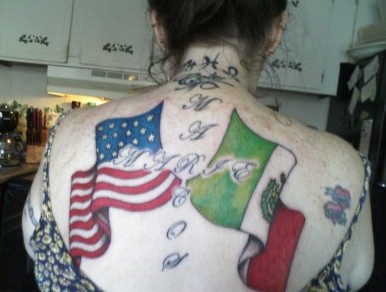 Flags of US and Mexico-Tattoo-design